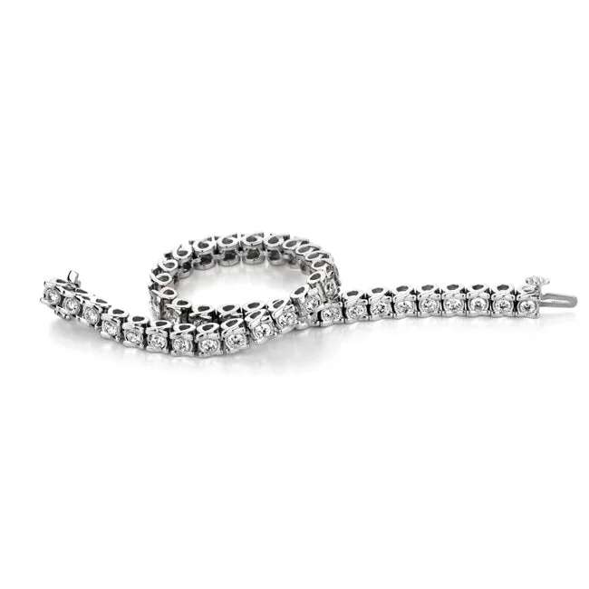 Dotted gem bracelet-1-1/7 CTW Diamond 8-inch Tennis Bracelet in 10KT White Gold