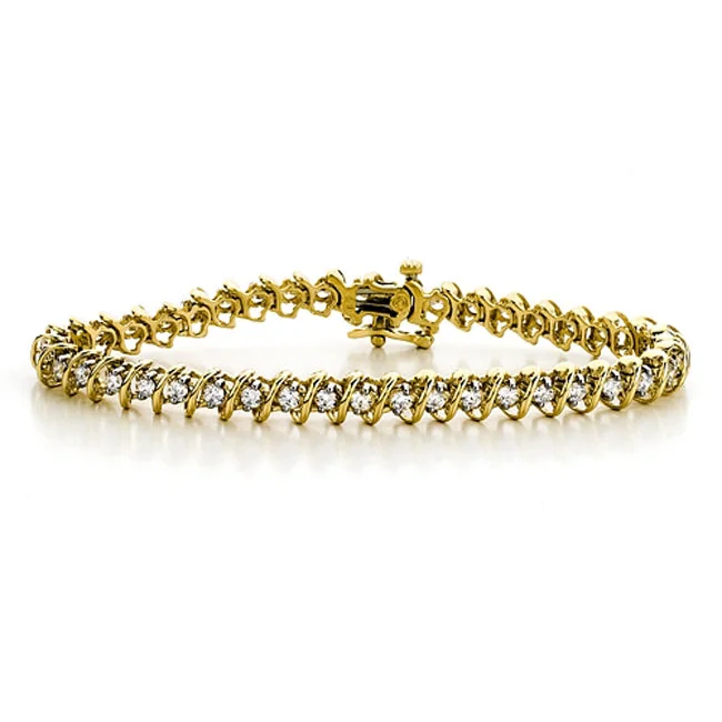 Spiral shape bracelet-1-1/7 CTW Diamond 8-inch Tennis Bracelet in 10KT Yellow Gold