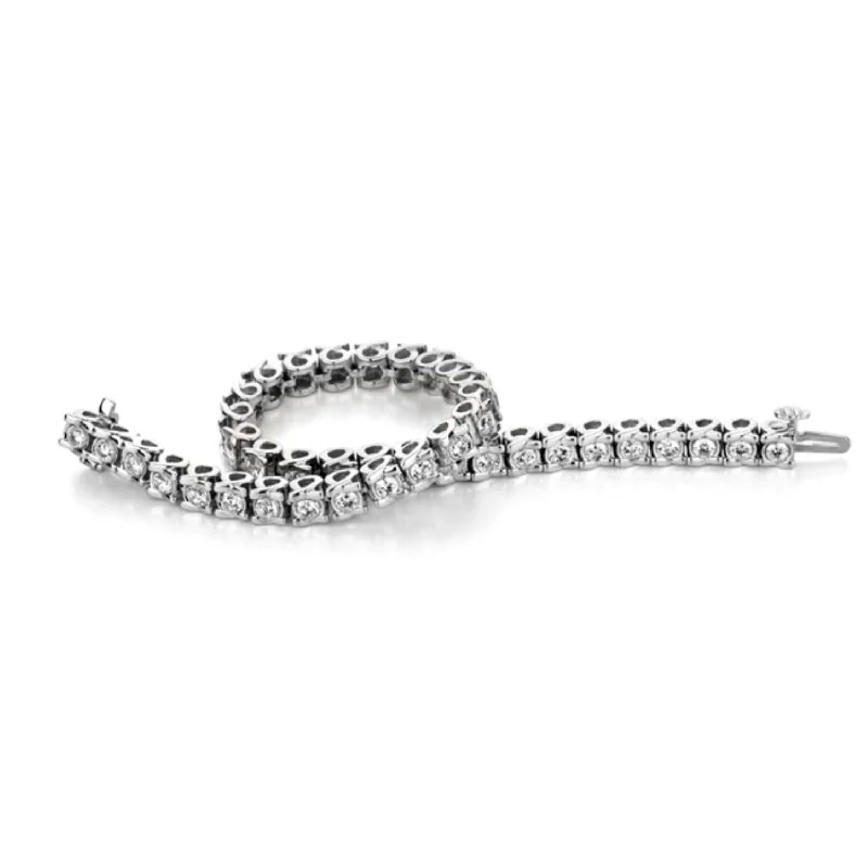 Asscher charm bracelet-1 CTW Diamond 7-inch Tennis Bracelet in 10KT White Gold