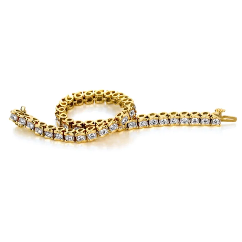 Heart-cut bracelet-1 CTW Diamond 7-inch Tennis Bracelet in 10KT Yellow Gold