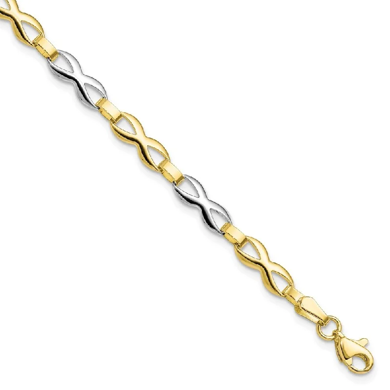 Flat-bar bracelet-10k Two-tone 5mm Polished Bracelet, 7.5"