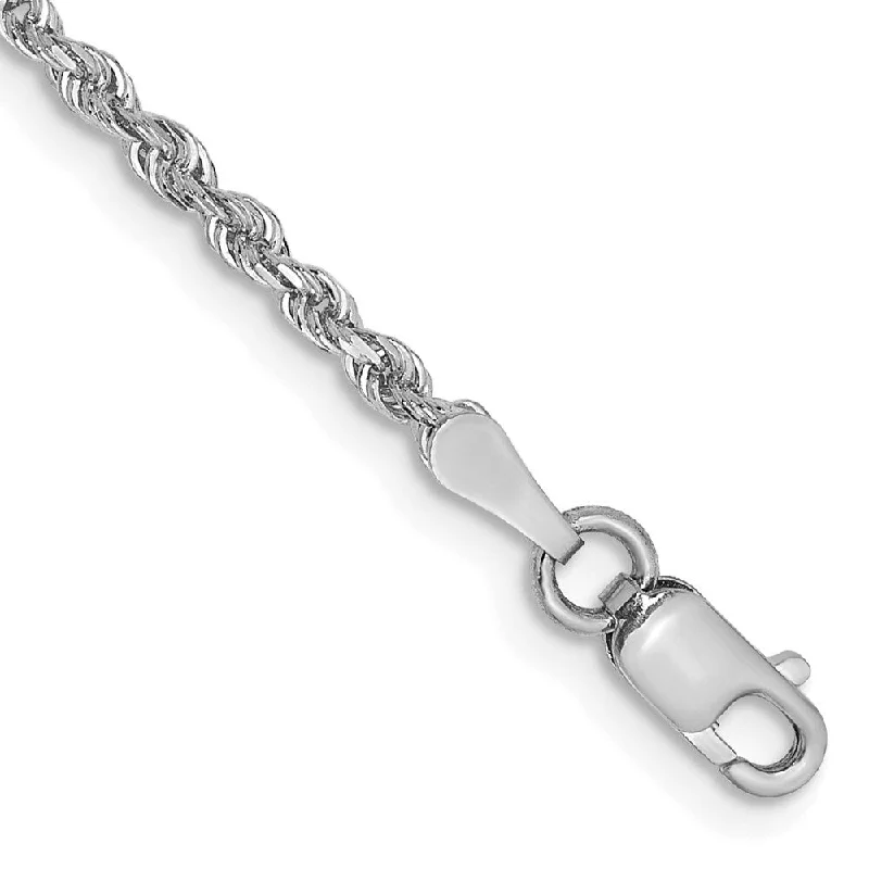 Hexagonal charm bracelet-10k White Gold 2mm Diamond-Cut Quadruple Rope Chain Bracelet, 7"