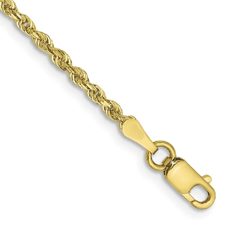 Hollowed-out bracelet-10k Yellow Gold 2mm Diamond-Cut Quadruple Rope Chain Bracelet, 7"