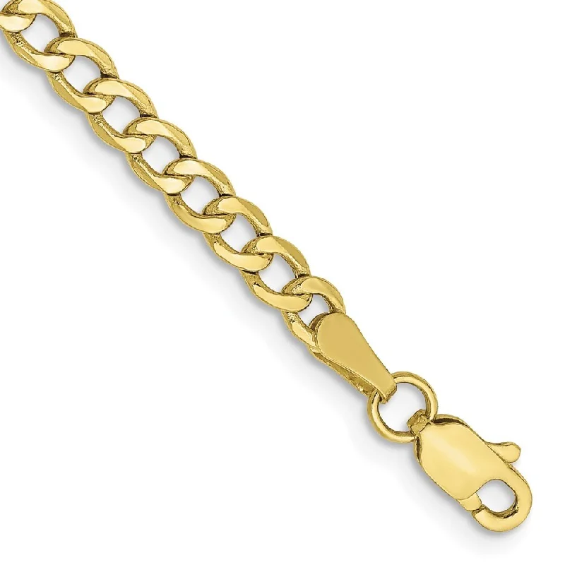 Luxe morganite bracelet-10k Yellow Gold 3.35mm Semi-Solid Curb Link Chain Bracelet, 7"