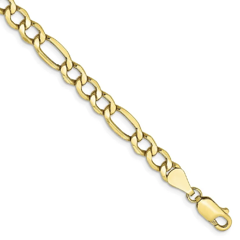 Delicate garnet bracelet-10k Yellow Gold 5.35mm Semi-Solid Figaro Chain Bracelet, 7"