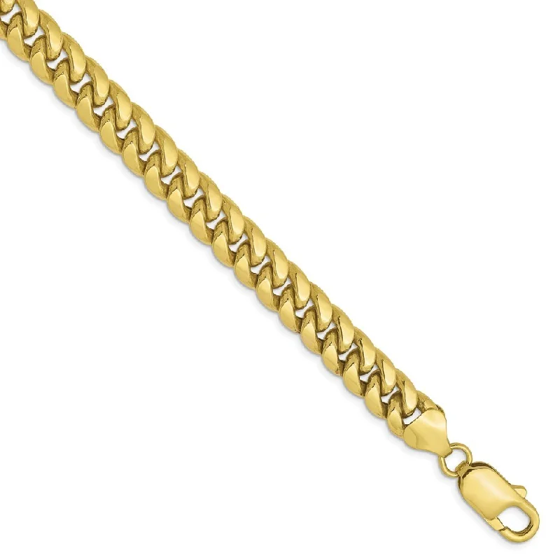 Smooth finish bracelet-10k Yellow Gold 7.3mm Semi-Solid Miami Cuban Chain Bracelet, 7"