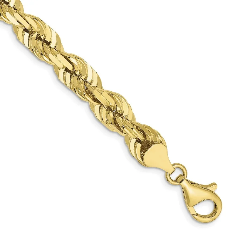 Smooth finish bracelet-10k Yellow Gold 7mm Diamond-cut Rope Chain Bracelet, 8"