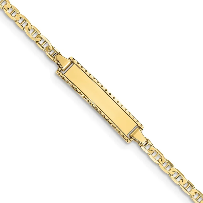 Polished stone bracelet-10k Yellow Gold Flat Anchor Link ID Bracelet, 6" (W-4.7mm)