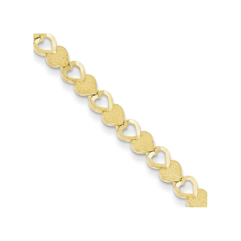 Matte rose bracelet-10k Yellow Gold Heart Bracelet, 7" (W-4mm)