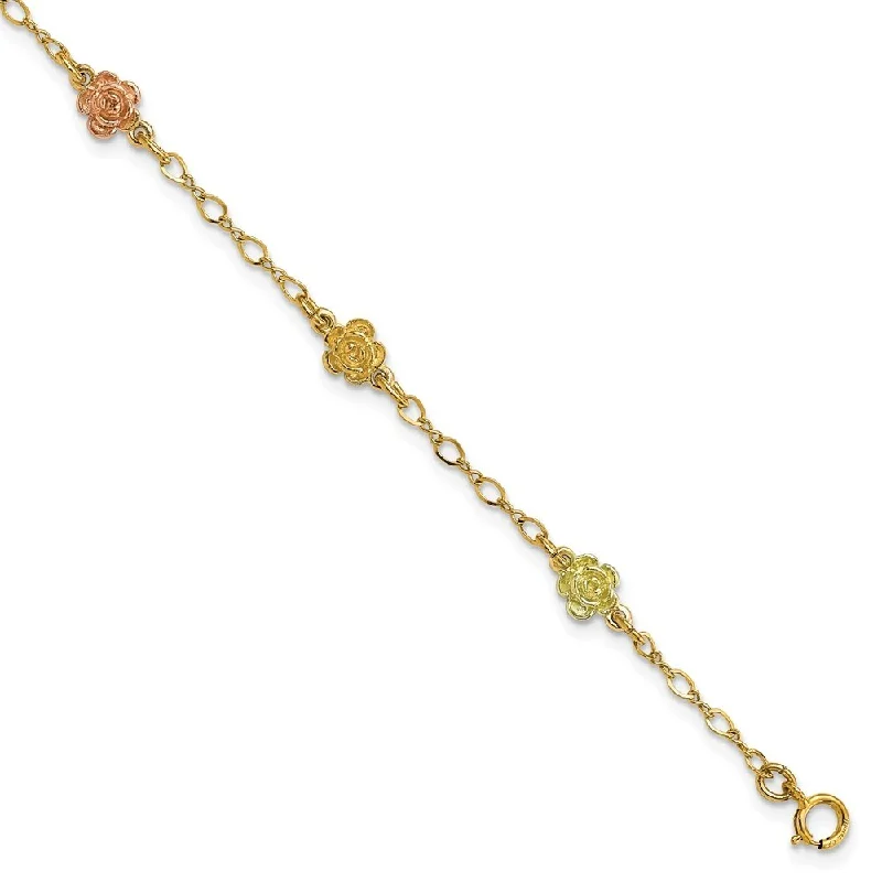 Starburst bracelet-10k Yellow Gold & Rose Gold Black Hills Roses Bracelet, 7.5" (W-9.45mm)