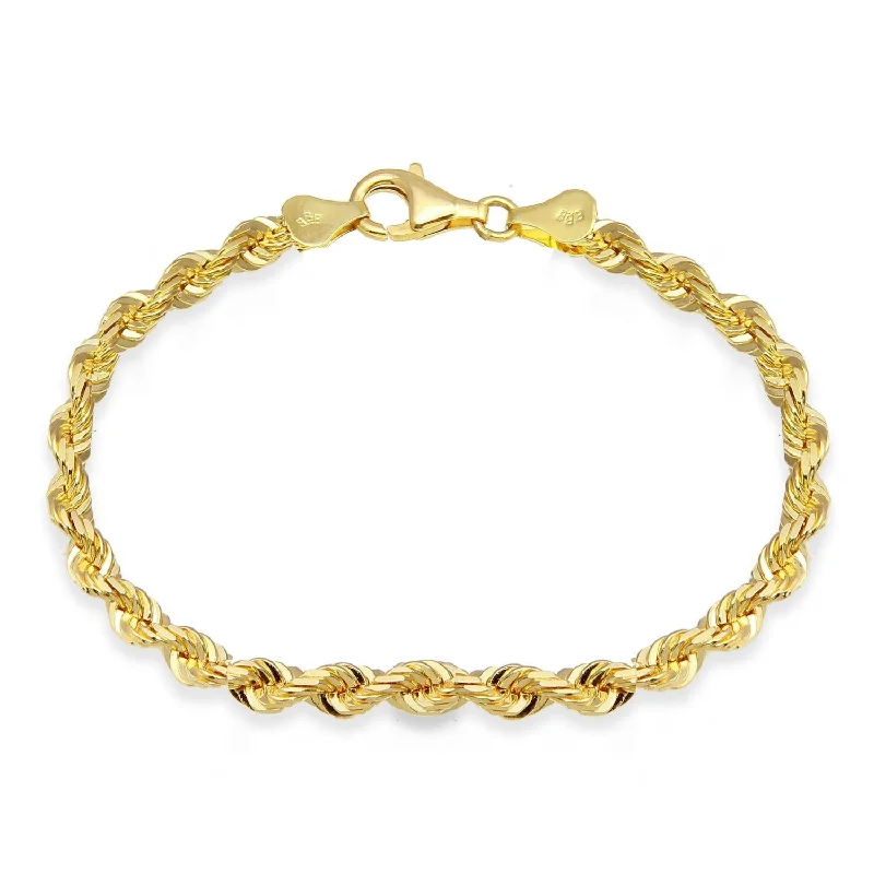 Subtle silver bracelet-10KT Yellow Gold 8-inch 5.2MM Rope Diamond-cut Bracelet