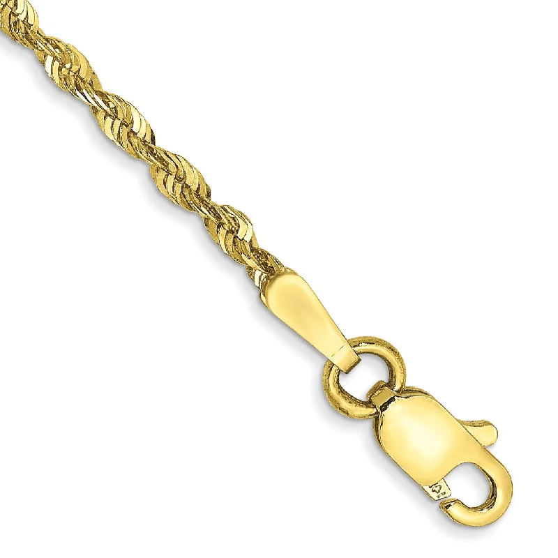 Bold gold bracelet-10KT Yellow Gold 8-inch 1.8MM Lobster Clasp Diamond-cut Rope Extra-Light Bracelet