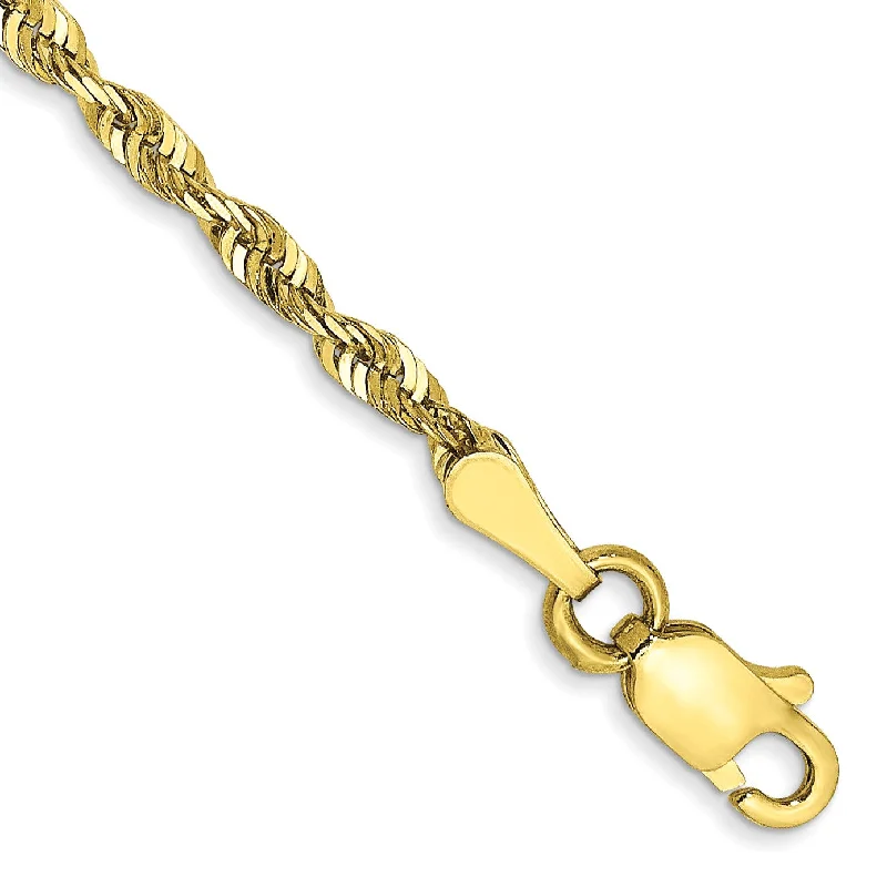 Petal-shaped bracelet-10KT Yellow Gold 8-inch 2.25MM Lobster Clasp Diamond-cut Rope Extra-Light Bracelet