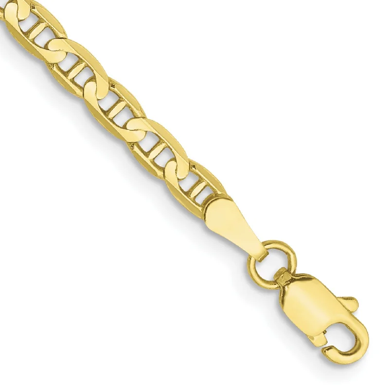 Tribal engraved bracelet-10KT Yellow Gold 8-inch 3MM Anchor Link Bracelet