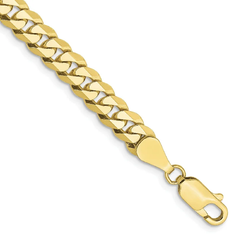 Bold pave bracelet-10KT Yellow Gold 8-inch 5.75MM Flat Beveled Curb Bracelet