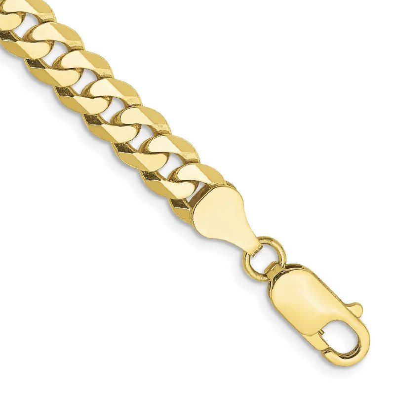 Puzzle design bracelet-10KT Yellow Gold 8-inch 6.25MM Flat Beveled Curb Bracelet