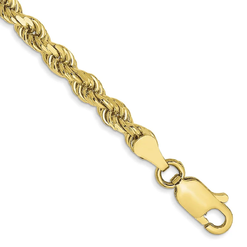 Satin gold bracelet-10KT Yellow Gold 9-inch 3.5MM Lobster Clasp Diamond-cut Rope Bracelet