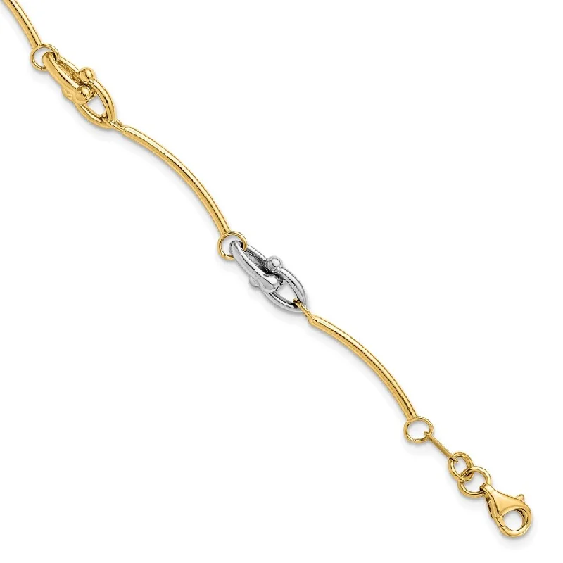 Sun motif bracelet-14k Two-tone 1.5mm Polished Bracelet, 7.5"