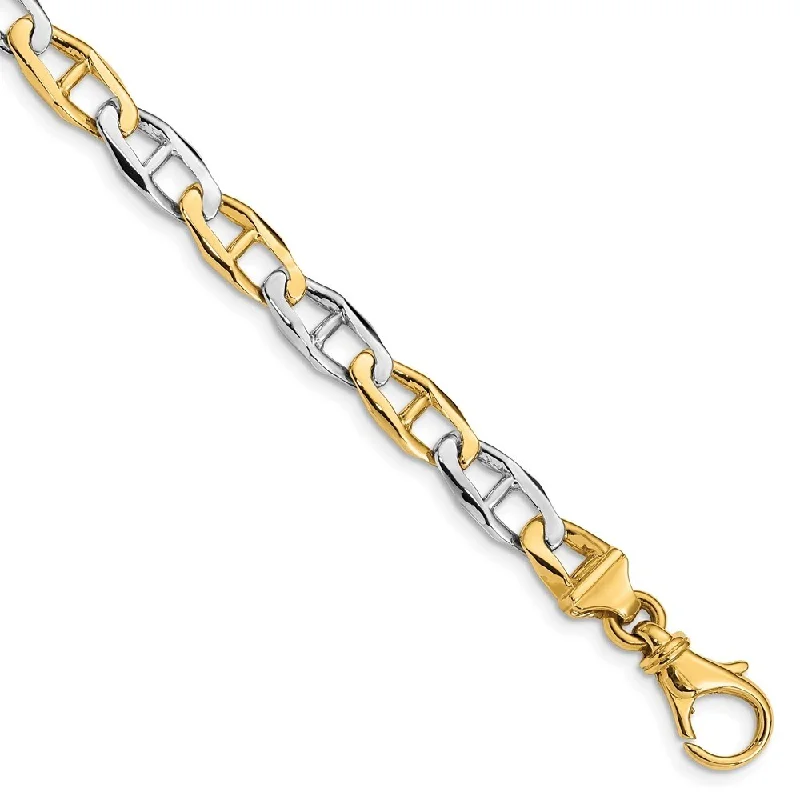 Lightweight silver bracelet-14k Two-tone 6.5mm Hand-polished Fancy Link Bracelet, 7.25"