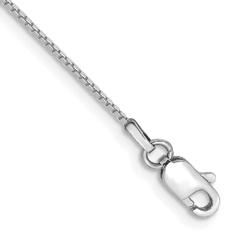 Textured silver bracelet-14k White Gold 0.9mm Box with Lobster Clasp Chain Bracelet, 7"