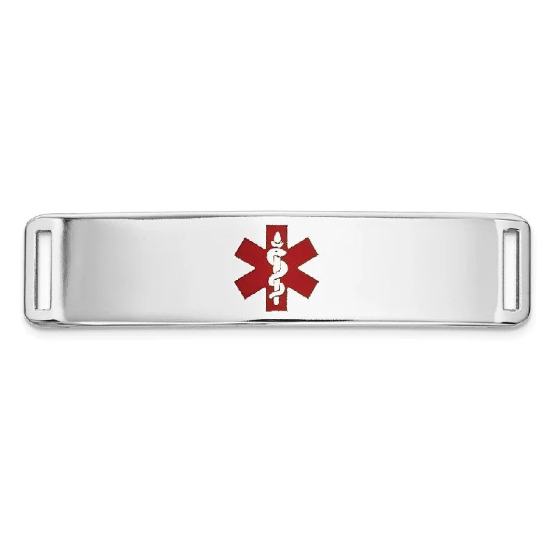 Puzzle design bracelet-14k White Gold 10.3mm Epoxy Enameled Medical ID Ctr Plate # 820 Bracelet