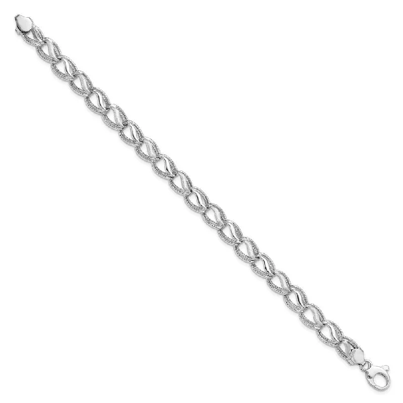 Twisted silver bracelet-14k White Gold 10mm Diamond Cut Fancy Link Bracelet, 7.5"