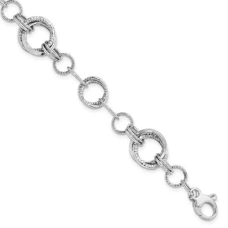 Minimalist knot bracelet-14k White Gold 14mm Textured Fancy Link Bracelet, 7"