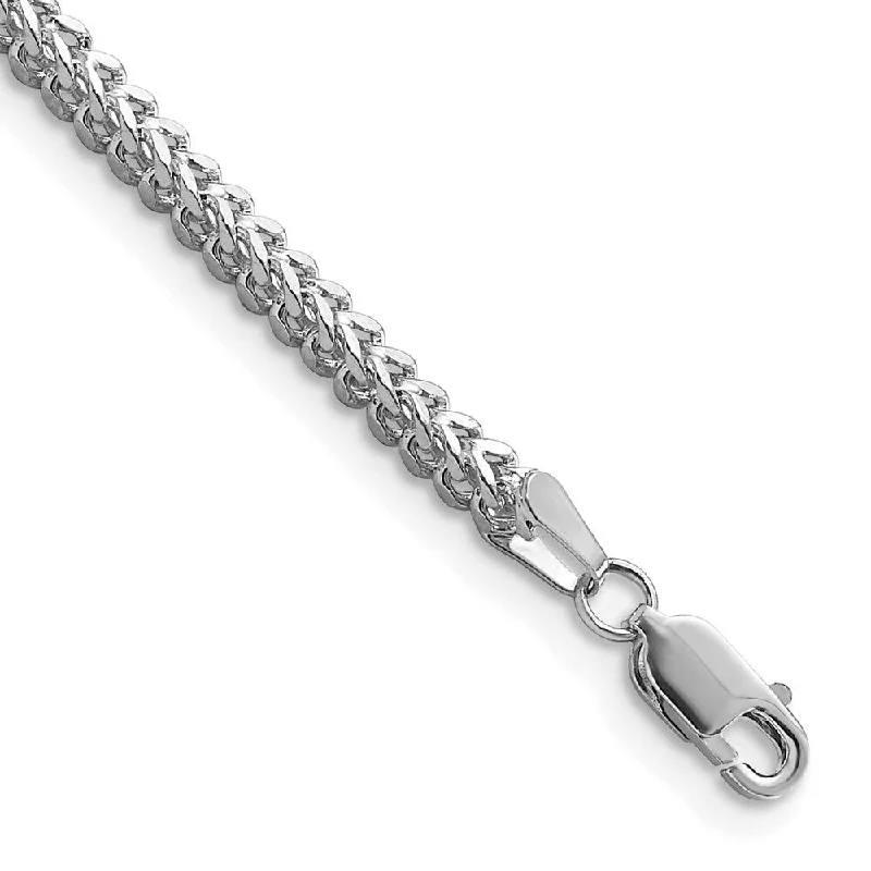 Modern layered bracelet-14k White Gold 2.3mm Franco Chain Bracelet, 7"