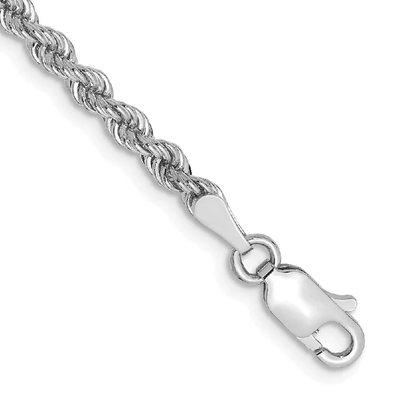 Striped band bracelet-14k White Gold 2.75mm Regular Rope Chain Bracelet, 7"