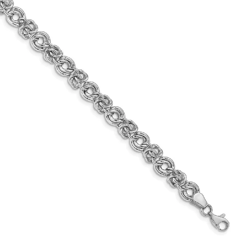 Split-band bracelet-14k White Gold 6.5mm Fancy LinkBracelet, 7.5"