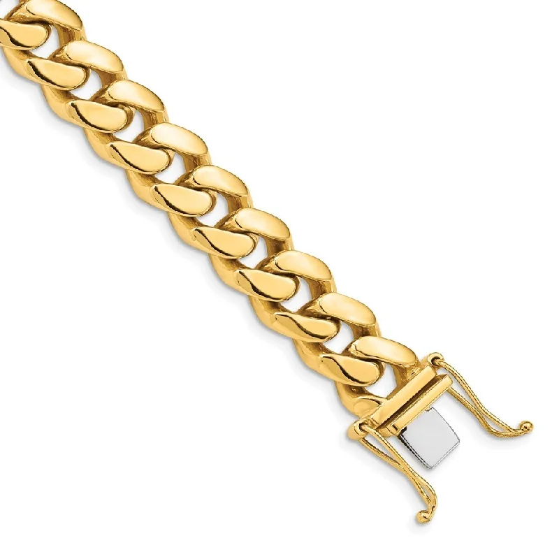 Smooth finish bracelet-14k Yellow Gold 10.7mm Hand-polished Miami Cuban Link Bracelet, 8.25"