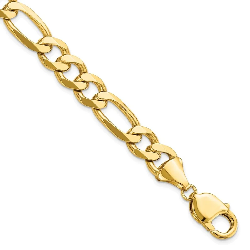 Bold pave bracelet-14k Yellow Gold 10mm Flat Figaro Chain Bracelet, 8"