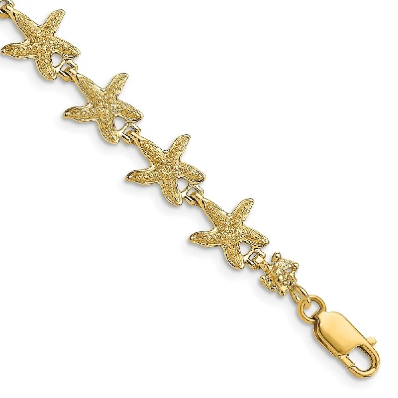 Laser-cut bracelet-14k Yellow Gold 10mm Starfish Bracelet, 7.25"