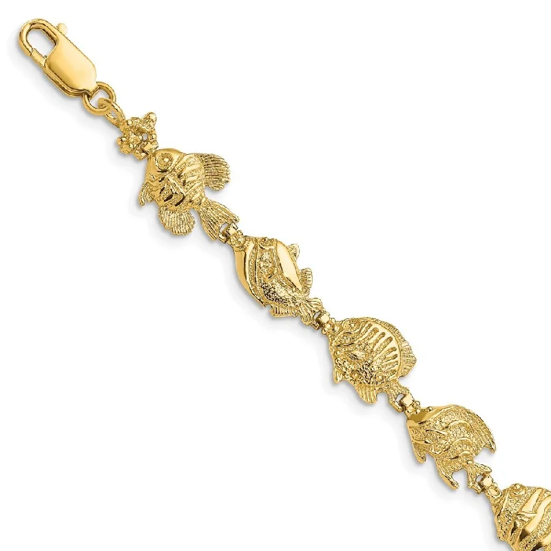 Smooth finish bracelet-14k Yellow Gold 11.16mm Fish Bracelet, 7.5"