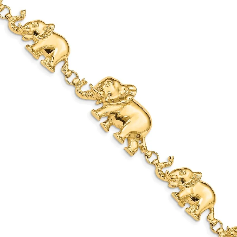 Ripple effect bracelet-14k Yellow Gold 17mm Graduated Elephant Bracelet, 7"