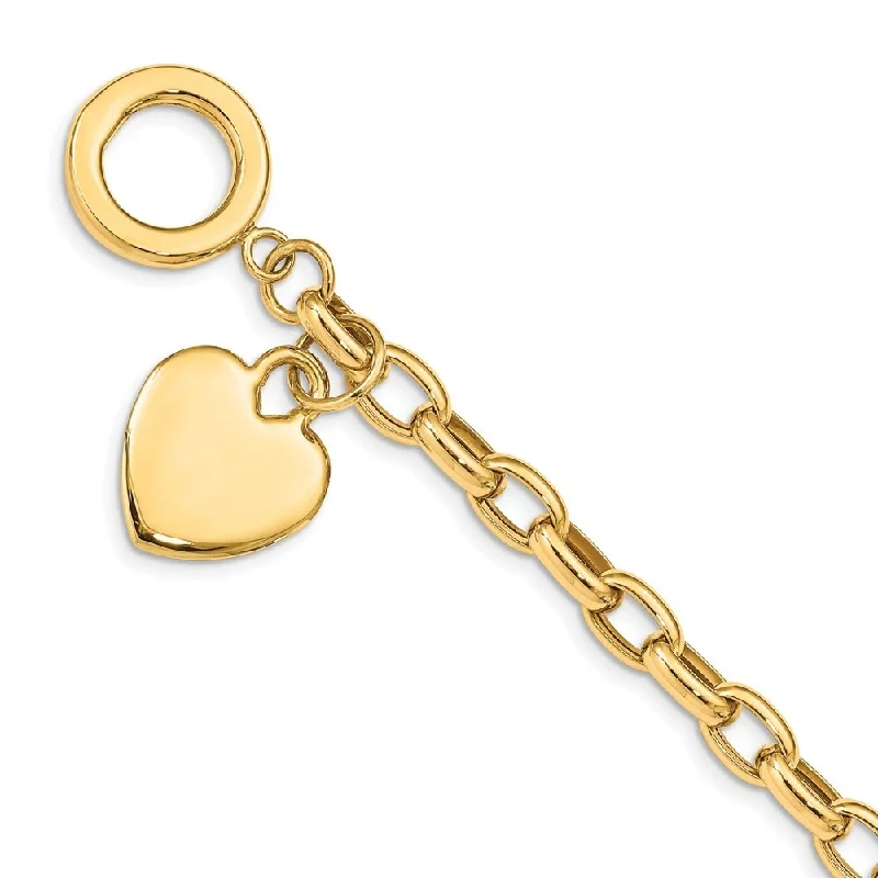 Multi-stone bracelet-14k Yellow Gold 18mm Heart Charm Bracelet, 7.5"