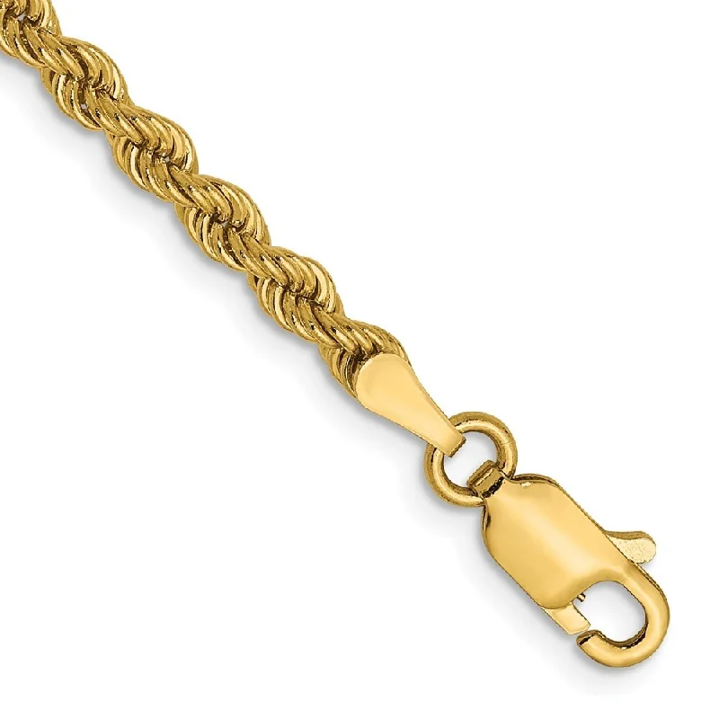 Matte rose bracelet-14k Yellow Gold 2.25mm Solid Regular Rope Chain Bracelet, 7"