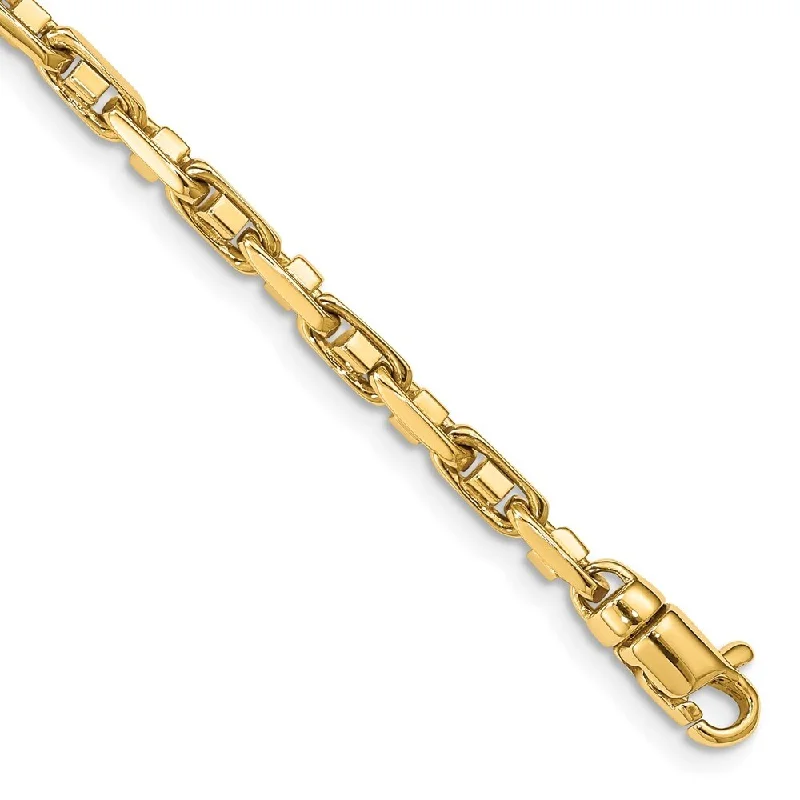 Brushed gold bracelet-14k Yellow Gold 3.8mm Polished Fancy Link Chain Bracelet, 7.25"