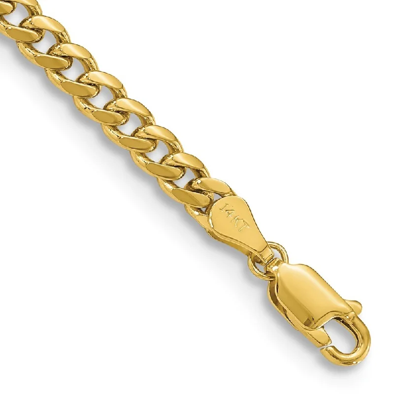 Subtle silver bracelet-14k Yellow Gold 4.25mm Solid Miami Cuban Chain Bracelet, 7"