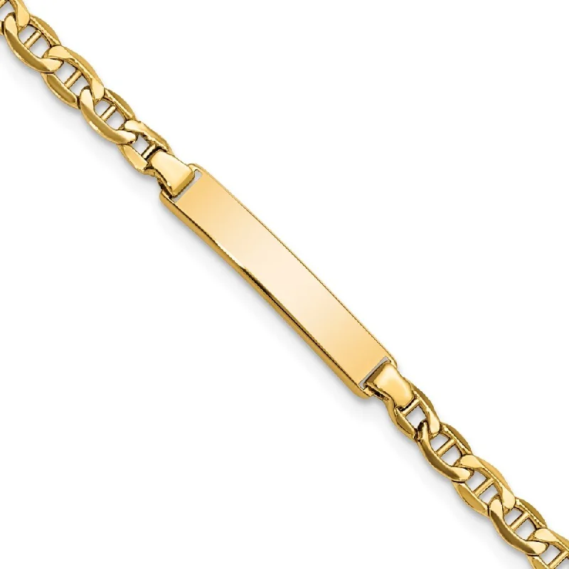 Delicate topaz bracelet-14k Yellow Gold 4.5mm Semi-Solid Anchor Link ID Bracelet, 6"