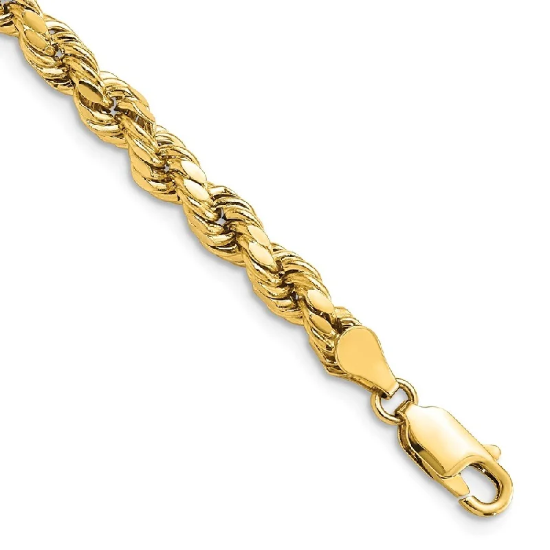 Multi-stone bracelet-14k Yellow Gold 4.9mm Semi-solid Diamond-Cut Rope Chain Bracelet, 7"