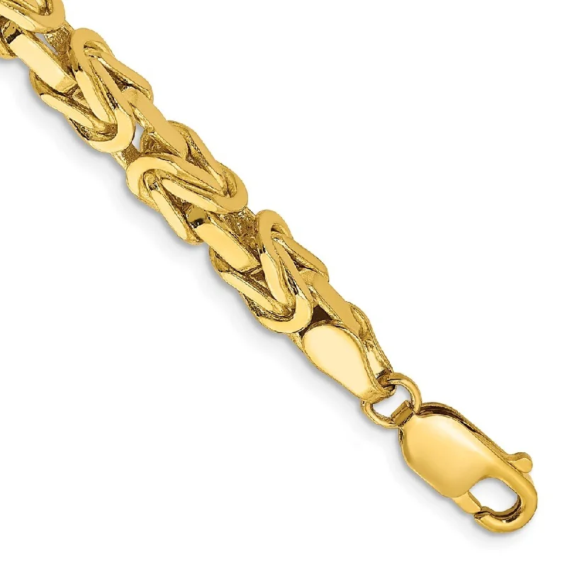 Modern layered bracelet-14k Yellow Gold 5.25mm Byzantine Chain Bracelet, 8"