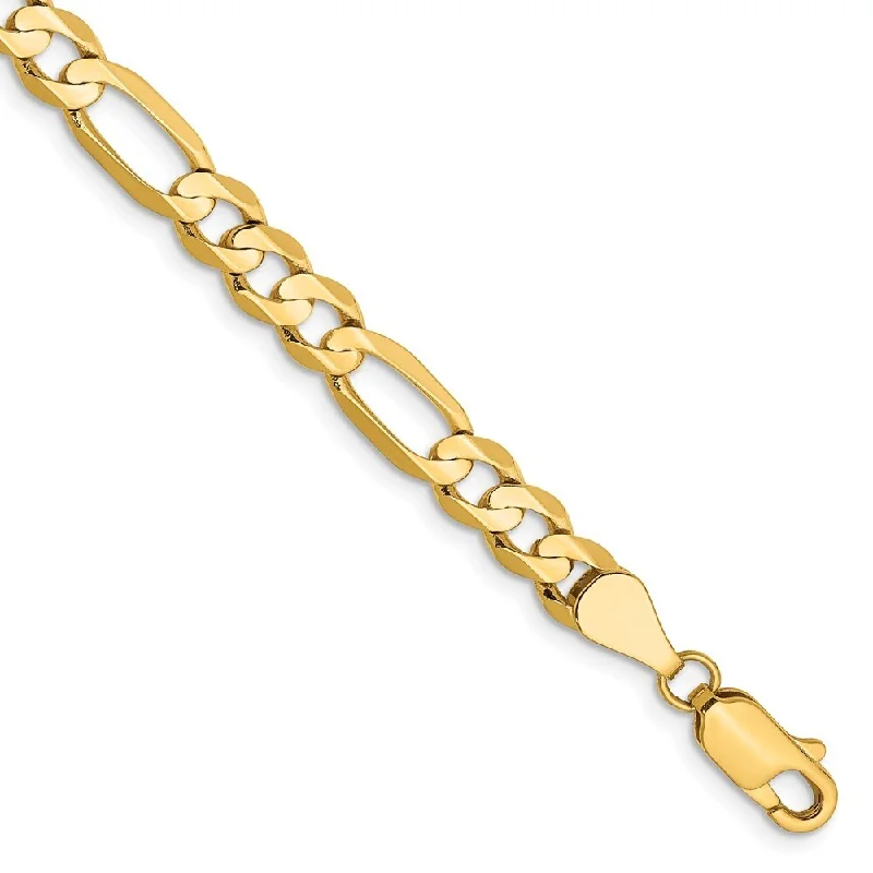 Vintage garnet bracelet-14k Yellow Gold 5.5mm Concave Open Figaro Chain Bracelet, 7"