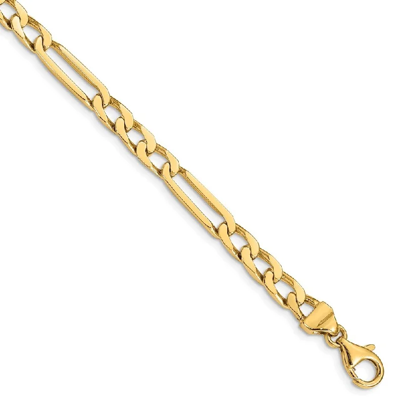 Three-stone bracelet-14k Yellow Gold 5mm Hand-polished Figaro Link Bracelet, 7"