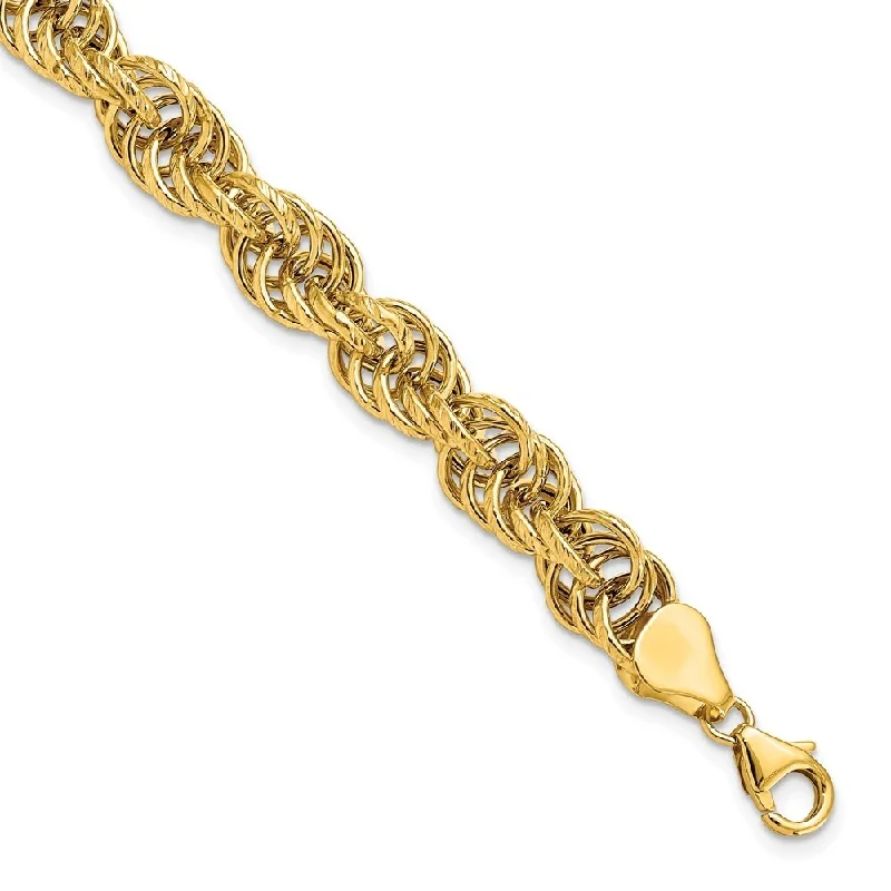 Radiant link bracelet-14k Yellow Gold 6.41mm Polished Textured Fancy Link Bracelet, 7.75"