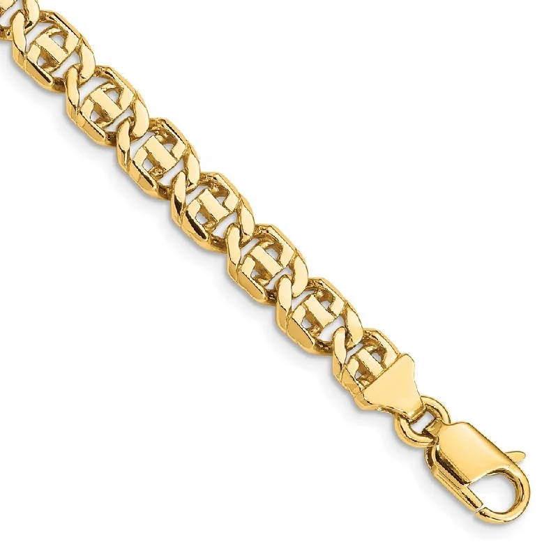 Sculpted gold bracelet-14k Yellow Gold 6.75mm Hand-Polished Fancy Link Bracelet, 7"