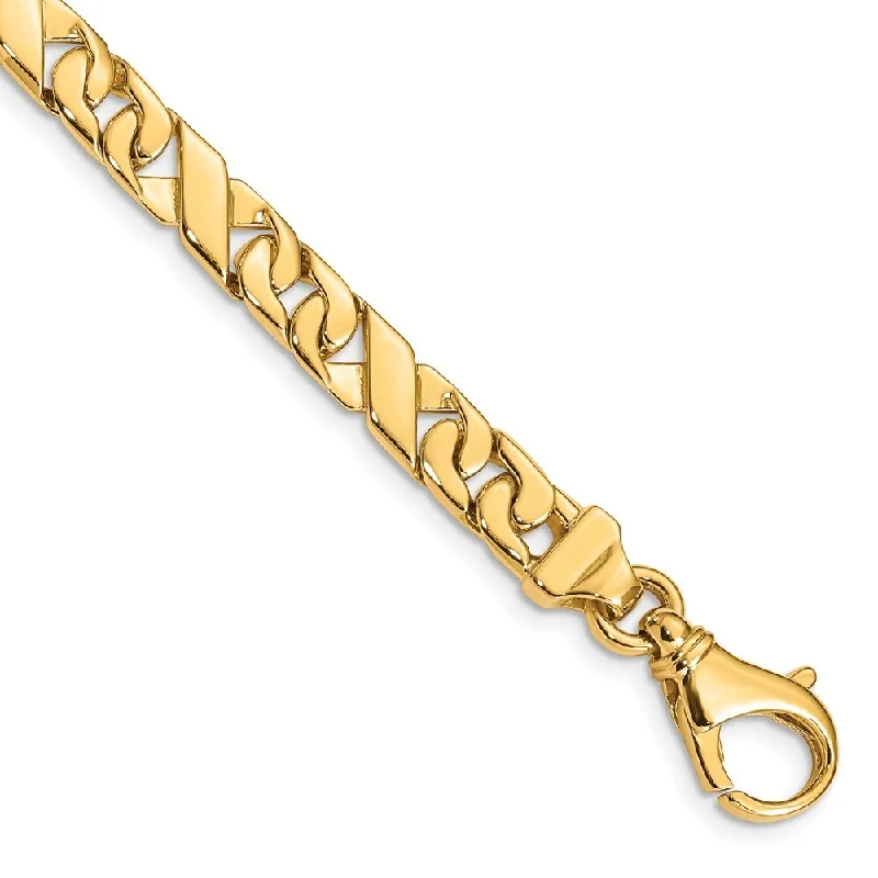 Hinged design bracelet-14k Yellow Gold 6.7mm Hand-polished Fancy Link Bracelet, 8"