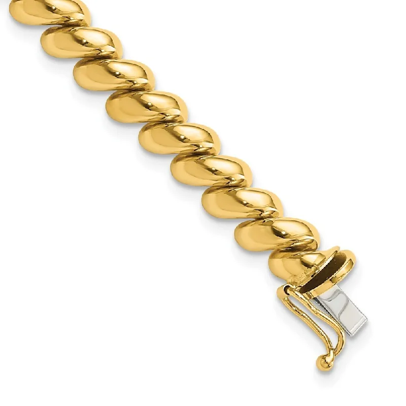 Bold moonstone bracelet-14k Yellow Gold 6mm San Marco Bracelet, 7"