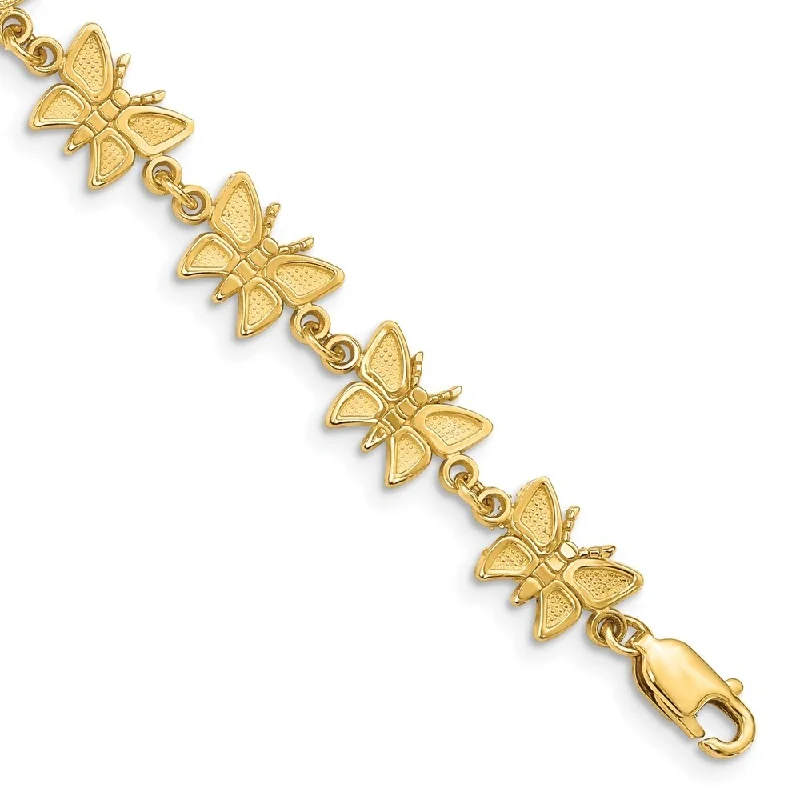 Angular stone bracelet-14k Yellow Gold 7mm Butterfly Bracelet, 7"