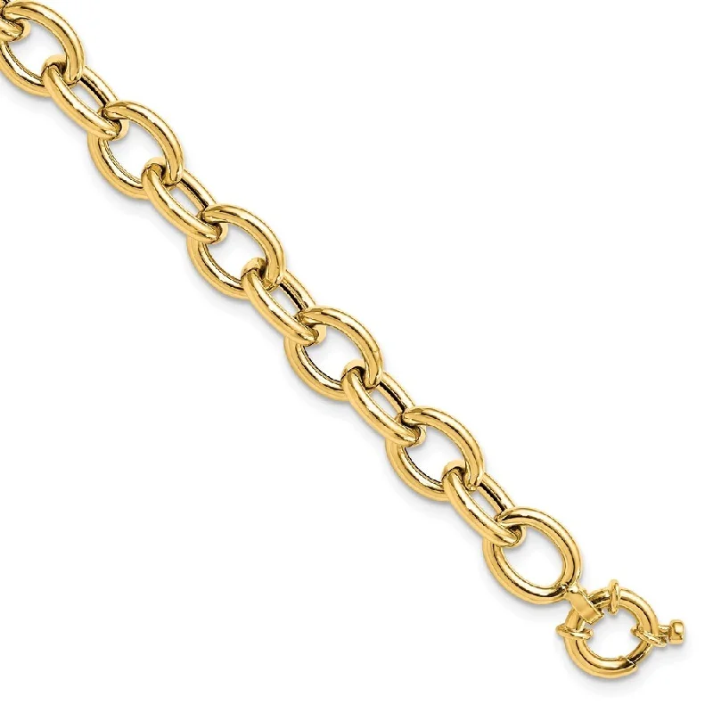 Luxe morganite bracelet-14k Yellow Gold 8mm Cable Oval Link Bracelet, 7.5"